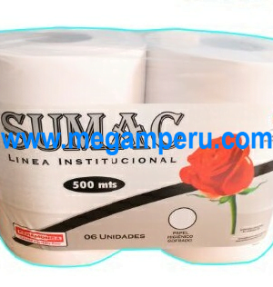Papel Higiénico Sumac Paramonga 500 mts pqt x 6 Rollos