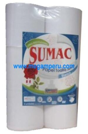 Papel Toalla Jumbo Sumac Liso 180 mts Pqt x 6 Rollos