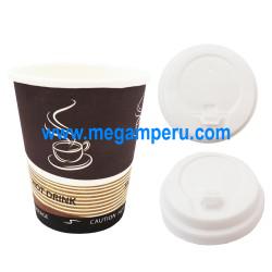 Vasos Poly Papel N° 10 Oz x 50 uni Con Tapa