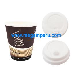 Vasos Poly Papel N° 8 Oz x 50 uni con Tapa